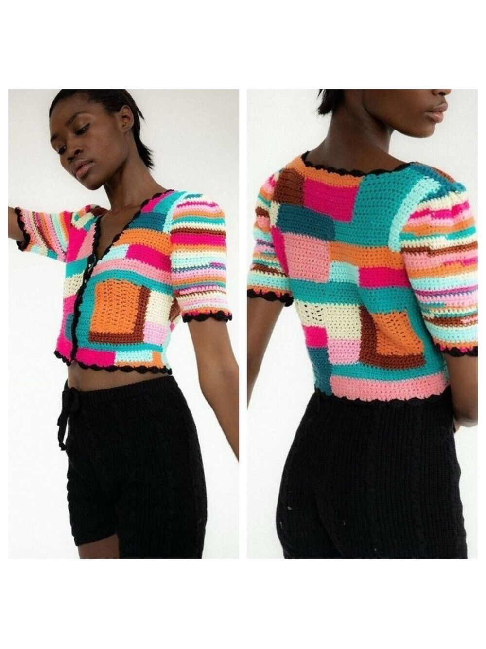 TACH Tini Multicolor Crochet Cardigan NWT Size Small
